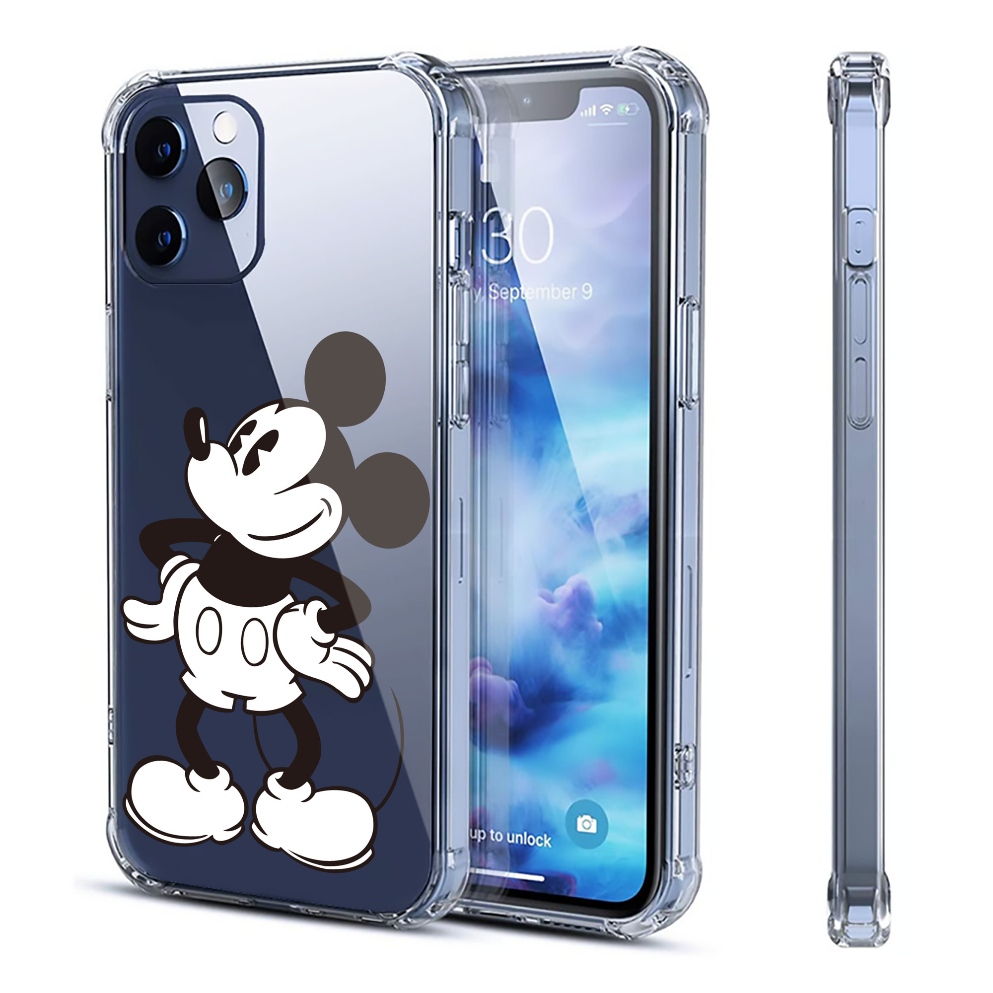 （画像用） ミッキーマウス Mickey Mouse 【iPhone 12シリーズ対応】透明スマホケース（クリアソフトケース）